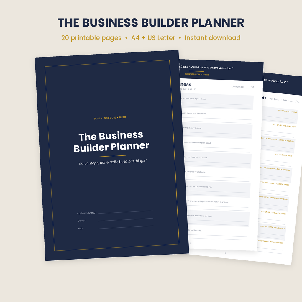 The Business Builder Planner – Printable Business Workbook & Planner